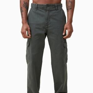 Cotton On Men's Tactical Cargo Pants Vintage Army Green Size 38